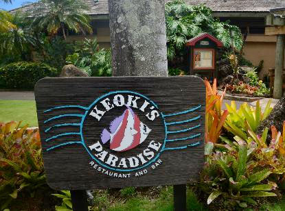 Keoki's Paradise sign