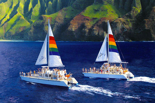 Blue Dolphin Charters sailing along NaPali cliffs