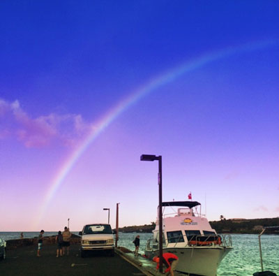 Rainbow sunset by Kukuiula harbor