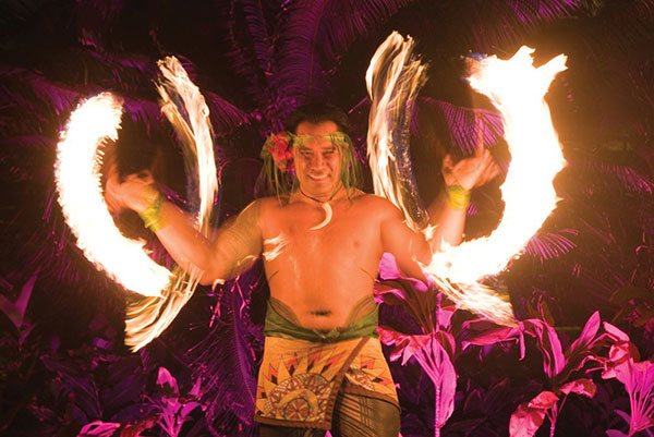 Grand Hyatt Kauai Luau fire dancer