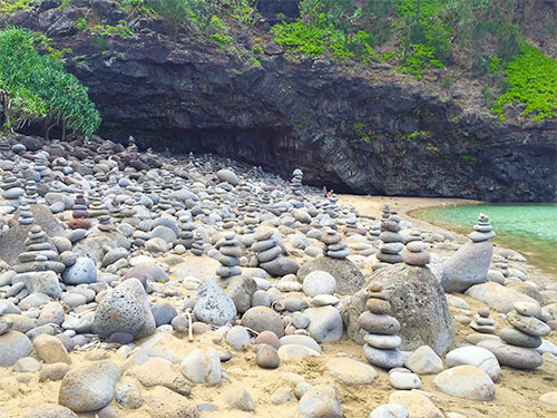 Stacking rocks at hanakapiai beach on Kauai is not ok