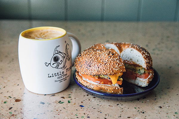 Coffee, Bagel Sandwiches and more from Little Fish Coffee Shop Kauai